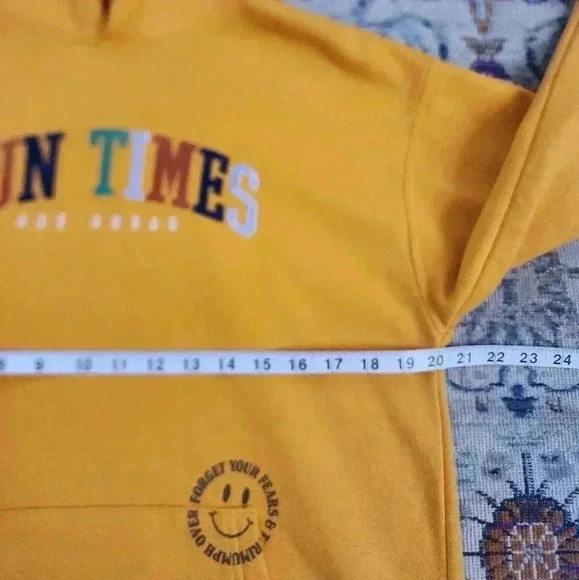 Forever 21 Men's Canary Yellow Pullover Hoody Sweatshirt Outerwear, sz SM - Picture 4 of 15